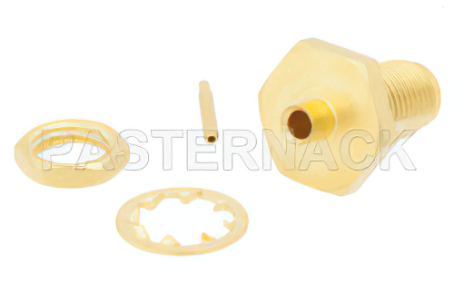 RP SMA Female Bulkhead Mount Connector Solder Attachment for PE-SR405AL, PE-SR405FL, PE-SR405FLJ, PE-SR405TN, RG405, .235 inch D Hole