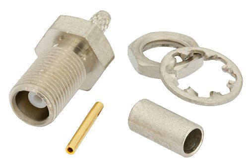 MCX Jack Bulkhead Mount Connector Crimp/Solder Attachment for RG178, RG196, .177 inch D Hole