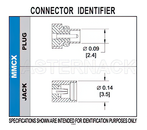 MMCX Plug Right Angle Connector Crimp/Solder Attachment For RG174, RG316, RG188, Teflon Spacer Included