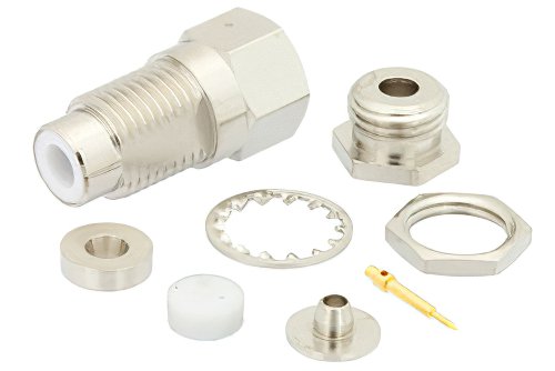 75 Ohm SMC Jack Bulkhead Mount Connector Clamp/Solder Attachment for RG179, RG187