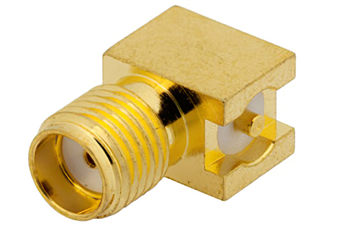 SMA Female Right Angle Connector Solder Attachment Surface Mount PCB