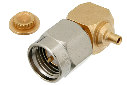SMA Male Right Angle Connector Solder Attachment for PE-034SR