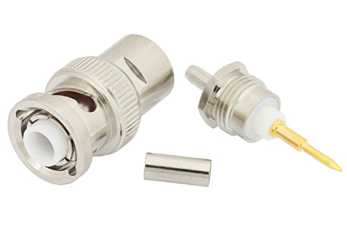 MHV Male Connector Crimp/Solder Attachment for RG174, RG316, RG188, LMR-100, PE-B100, PE-C100, 0.100 inch