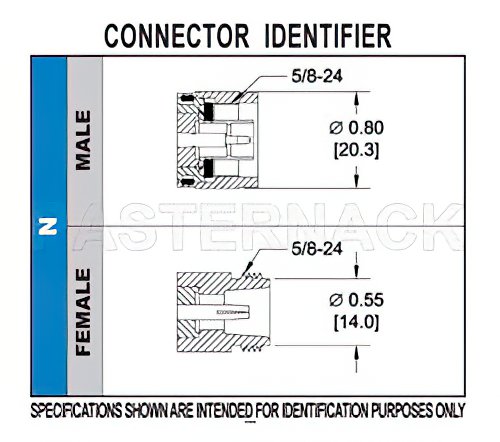 N Male Right Angle Connector Solder Attachment for PE-SR402AL, PE-SR402FL, RG402