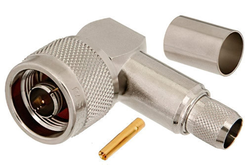 N Male Right Angle Connector Crimp/Solder Attachment For PE-B400, PE-B405, PE-C400