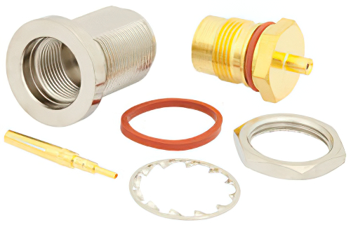 N Female Bulkhead Precision Connector Solder Attachment For PE-047SR, PE-SR047AL, PE-SR047FL, .640 inch DD Hole