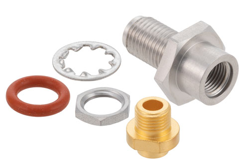 3.5mm Female Bulkhead Mount Connector Clamp/Solder Attachment for PE-SR402AL, PE-SR402FL, RG402, .235 inch D Hole