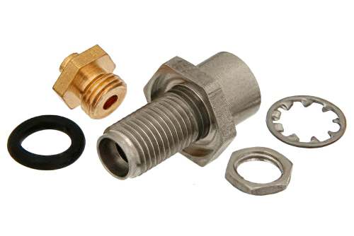 3.5mm Female Bulkhead Mount Connector Clamp/Solder Attachment for PE-SR405AL, PE-SR405FL, PE-SR405FLJ, PE-SR405TN, RG405, .235 inch D Hole