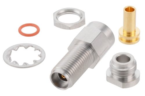 2.92mm Female Bulkhead Mount Connector Clamp/Solder Attachment for PE-SR405AL, PE-SR405FL, PE-SR405FLJ, PE-SR405TN, RG405, .235 inch D Hole