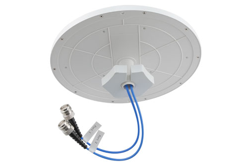 698-960 MHz / 1350-2700 MHz / 3300-4200 MHz Low PIM Rated HH-pol MIMO Omni Low Profile Ceiling Antenna, 1.5-6 dBi, 2x4.3-10 Female Connector