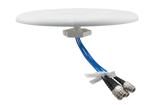 Indoor DAS Ceiling Omni Antenna, 5 dBi, 617 MHz - 6000 MHz, 4 x N-Female, Low PIM