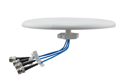 Indoor DAS Ceiling Omni Antenna, 5 dBi, 617 MHz - 6000 MHz, 4 x 4.3-10 Female, Low PIM