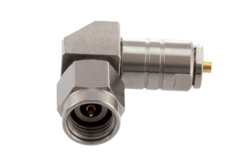 2.92mm Male Right Angle Connector Clamp/Solder Attachment for PE-034SR, .034 Semi-Rigid