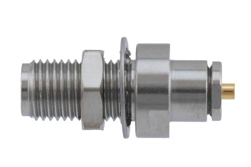 2.92mm Female Bulkhead Mount Connector Clamp/Solder Attachment for PE-034SR, .034 Semi-Rigid