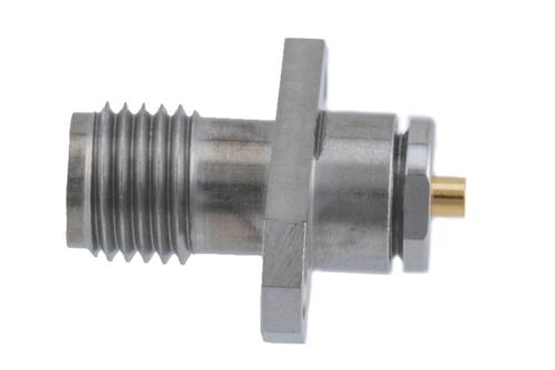 2.92mm Female Connector Clamp/Solder Attachment 2 Hole Flange Mount for PE-034SR, .034 Semi-Rigid