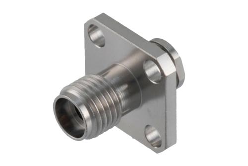 2.92mm Female Connector Clamp/Solder Attachment 4 Hole Flange Mount for PE-034SR, .034 Semi-Rigid