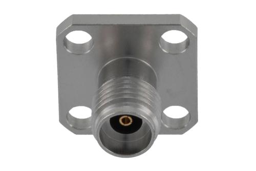 2.92mm Female Connector Clamp/Solder Attachment 4 Hole Flange Mount for PE-034SR, .034 Semi-Rigid