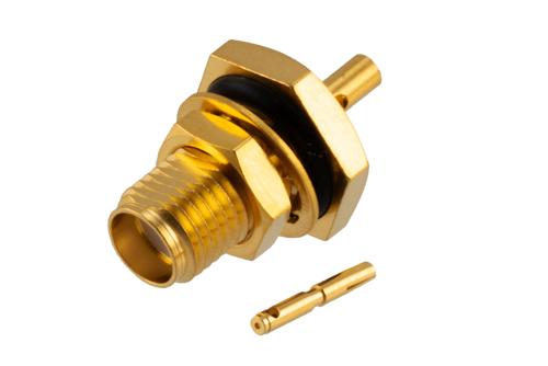 SMA Female Bulkhead Mount Connector Solder Attachment for PE-047SR, PE-P047, PE-P047LL, PE-SR047AL, PE-SR047FL, .047 Semi-Rigid