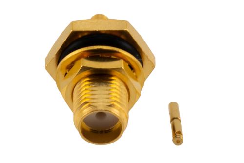 SMA Female Bulkhead Mount Connector Solder Attachment for PE-047SR, PE-P047, PE-P047LL, PE-SR047AL, PE-SR047FL, .047 Semi-Rigid