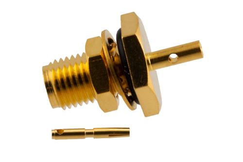 SMA Female Bulkhead Mount Connector Solder Attachment for PE-047SR, PE-P047, PE-P047LL, PE-SR047AL, PE-SR047FL, .047 Semi-Rigid