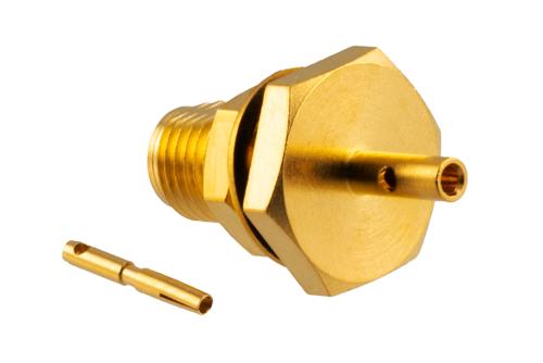SMA Female Bulkhead Mount Connector Solder Attachment for PE-047SR, PE-P047, PE-P047LL, PE-SR047AL, PE-SR047FL, .047 Semi-Rigid