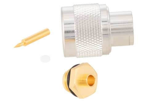 N Male Connector Solder Attachment for PE-SR402AL, PE-SR402FL, PE-SR402FLJ, PE-SR402TN, RG402