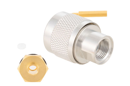 N Male Connector Solder Attachment for PE-SR402AL, PE-SR402FL, PE-SR402FLJ, PE-SR402TN, RG402