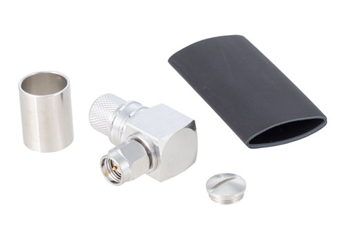 SMA Male Right Angle Connector Crimp/Solder Attachment for LMR-400, LMR-LW400, TCOM-400, LMR-400-LLPX, PE-B400, PE-B405, PE-C400, LMR-400-FR