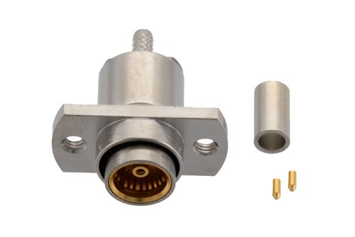 BMA Jack Connector Crimp Attachment 2 Hole Flange Mount for LMR-100A, PE-B100, PE-C100, RG174, RG174MN, RG316, RG188, LMR-100A-PV