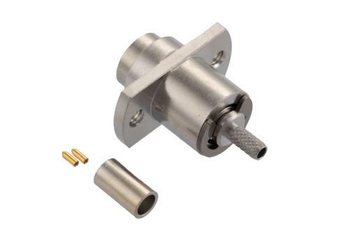 BMA Jack Connector Crimp Attachment 2 Hole Flange Mount for LMR-100A, PE-B100, PE-C100, RG174, RG174MN, RG316, RG188, LMR-100A-PV