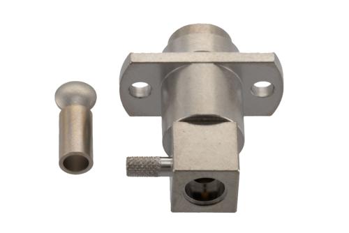 BMA Jack Right Angle Connector Crimp Attachment 2 Hole Flange Mount for LMR-100A, PE-B100, PE-C100, RG174, RG174MN, RG316, LMR-100A-PV