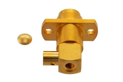BMA Jack Right Angle Connector Solder Attachment 2 Hole Flange Mount for PE-SR402AL, PE-SR402FL, PE-SR402FLJ, RG402, RG402 Tinned