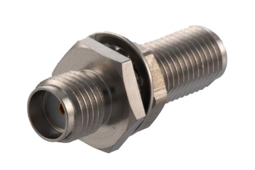 Bulkhead Mount SMA Female to SMA Female Adapter, Hole size 0.256 X 0.217 inch