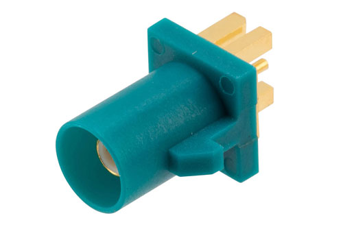 FAKRA Plug Commercial Grade Connector Solder Attachment .030 inch End Launch PCB, Water Blue Color