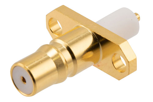 QMA Female Commercial Grade Connector Solder Attachment 2 Hole Flange Mount Terminal, .481 inch Hole Spacing