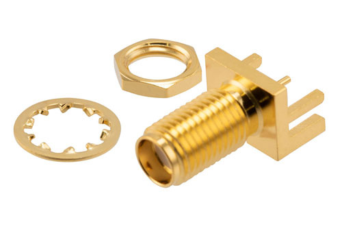 SMA Female Bulkhead Mount Commercial Grade Connector Solder Attachment .068 inch End Launch PCB