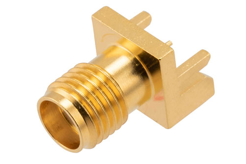 SMA Female Commercial Grade Connector Solder Attachment .038 inch End Launch PCB, .020 Inches Diameter Pin
