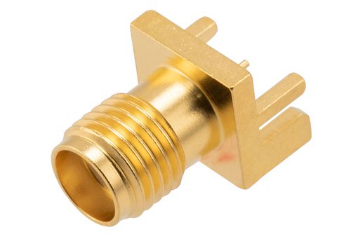 SMA Female Commercial Grade Connector Solder Attachment .046 inch End Launch PCB, .020 Inches Diameter Pin