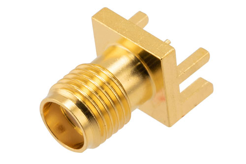 SMA Female Commercial Grade Connector Solder Attachment .078 inch End Launch PCB, .020 Inches Diameter Pin