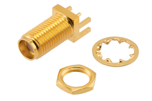 SMA Female Bulkhead Mount Commercial Grade Connector Solder Attachment .066 inch End Launch PCB