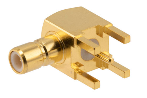 SMB Jack Right Angle Commercial Grade Connector Solder Attachment Thru Hole PCB