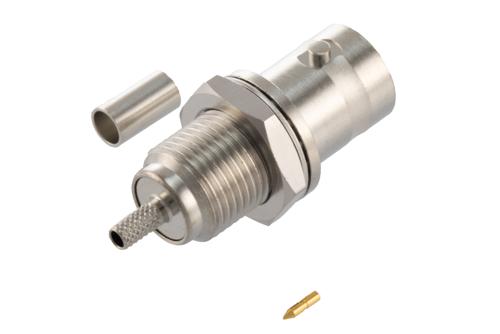BNC Female Bulkhead Mount Connector Crimp Attachment for RG316-DS Cable, IP67 Mated