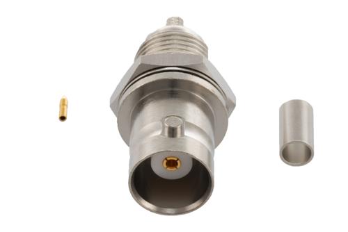BNC Female Bulkhead Mount Connector Crimp Attachment for RG316-DS Cable, IP67 Mated