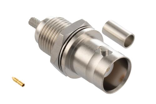 BNC Female Bulkhead Mount Connector Crimp Attachment for RG316-DS Cable, IP67 Mated