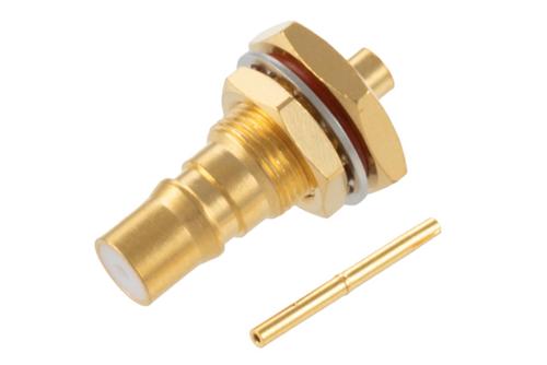 QMA Female Bulkhead Mount Connector Solder Attachment for PE-SR405AL, PE-SR405FL, PE-SR405FLJ, RG405, RG405 Tinned, .268 inch D Hole