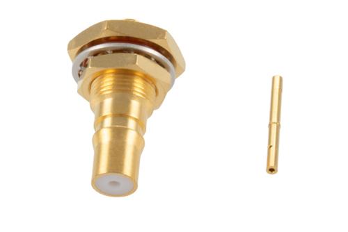 QMA Female Bulkhead Mount Connector Solder Attachment for PE-SR405AL, PE-SR405FL, PE-SR405FLJ, RG405, RG405 Tinned, .268 inch D Hole