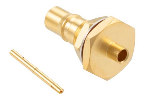 QMA Female Bulkhead Mount Connector Solder Attachment for PE-SR405AL, PE-SR405FL, PE-SR405FLJ, RG405, RG405 Tinned, .268 inch D Hole