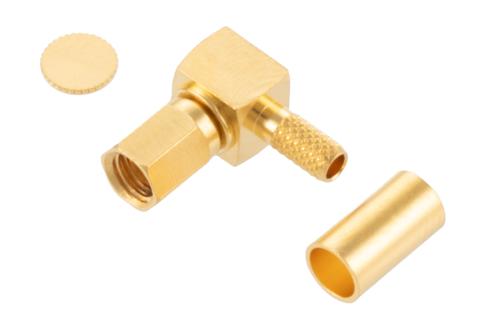 SSMC Plug Right Angle Connector Crimp/Solder Attachment for RG316-DS, RG188-DS