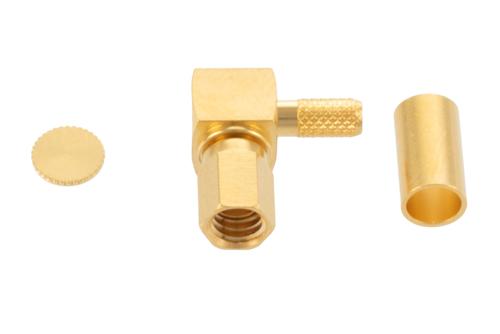 SSMC Plug Right Angle Connector Crimp/Solder Attachment for RG316-DS, RG188-DS
