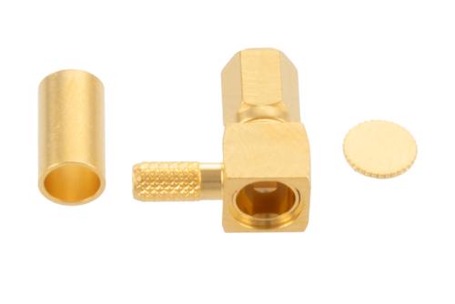 SSMC Plug Right Angle Connector Crimp/Solder Attachment for RG316-DS, RG188-DS